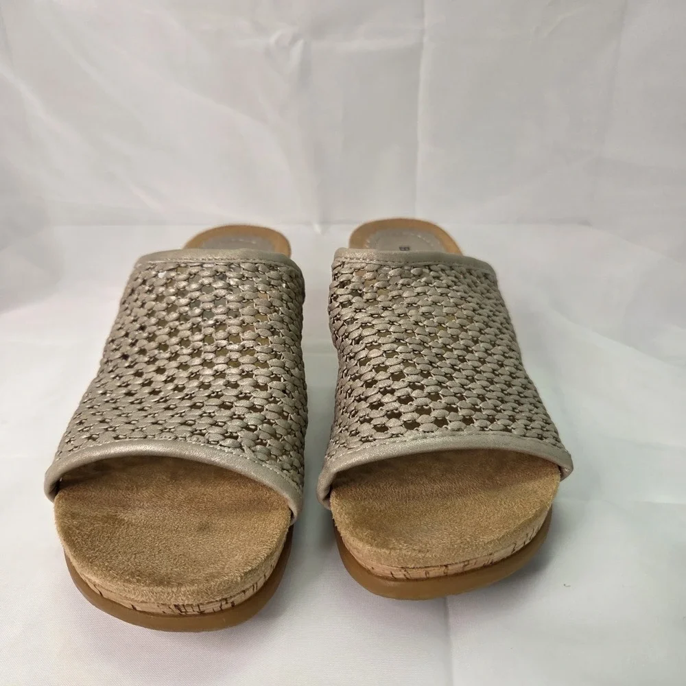 Baretraps Womens Champagne Sz 7.5‎ Flossey Woven Wedge Sandal Boho Beachy Resort